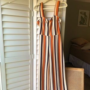 Urban Outfitters Delaney Orange Striped Jumpsuit